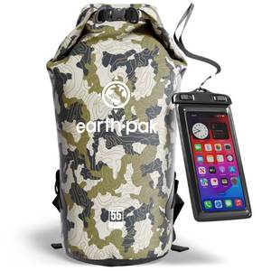 lot 29453 image: Earth Pak Waterproof Dry Bag - Roll Top Waterproof Backpack Sack Keeps Gear Dry for Kayak with Waterproof Phone Case