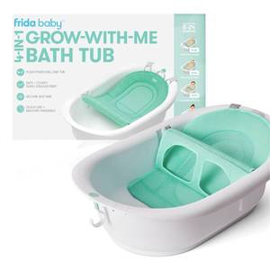 lot 29468 image: Frida Baby 4-in-1 Grow-with-Me Baby Bathtub, Baby Tub for Newborns to Toddler with Removable Bath Seat & Backrest for Bath Support in Tub