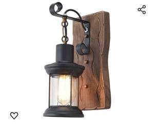 lot 30045 image: Vintage Industrial Wall Sconce, Rustic Light Fixtures Wood Metal Farmhouse Indoor Black Wall Sconce Fixture for Dining Room, Hallway, Hotel, bar, Porch Corridor Decorate