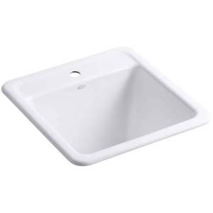 lot 29405 image: Kohler K-19022-1 Park Falls 21 Single Basin Undermount Or Drop In Cast Iron Utility Sink - Retail $678.76