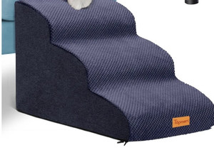 lot 29422 image: Topmart 3 Tiers Foam Dog RampsSteps,Non-Slip Dog Steps,Extra Wide Deep Dog Stairs,High Density Foam Pet Stairs 14 x22 in