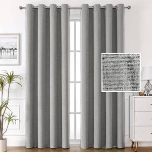 lot 29424 image: 1H.VERSAILTEX 100% Blackout Linen Curtains Thermal Curtains for Living Room Textured Burlap Curtain with Double Face Linen Grommet Soundproof Bedroom Curtains 52 x 84 Inch, 2 Panels, Heather Off White