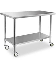 lot 29445 image: STABLEINK Stainless Steel Table with Caster Wheels 24 x 60 Inches,