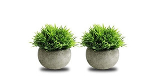 lot 29410 image: THE BLOOM TIMES 2 Pcs Small Fake Plants for Home Decor Indoor, Artificial Faux Potted Greenery for House Office Decorations