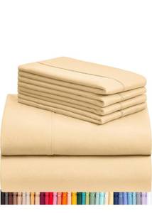 lot 29412 image: LuxClub 6 PC Queen Sheet Set, Sheets Queen Size, Deep Pockets 18 Eco Friendly Wrinkle Free Cooling Sheets Machine Washable Hotel Bedding Silky Soft - Yellow Queen