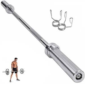 lot 29566 image: uyoyous 4FT Barbell Bar Solid Threaded Chrome barbell Bar with 2 inch Center Holes Barbell Weight Straight Weightlifting Strength Training Equipment Bar 120cm for Home Workout Fitness, Silver