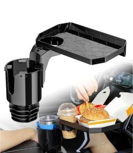 lot 30091 image: kemimoto All Purpose Cup Holder Expander with Tray, Large Cup Holder Adapter with Eating Table, Compatible with Hydroflasks Yeti Water Bottle, Universally Fits Vehicles, RV, Golf Cart, Car