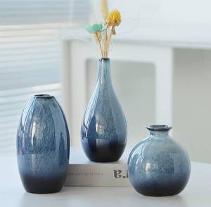 lot 30095 image: Unique Modern Ceramic Vase Set of 3 for Home Decor, Decorative Small Vases for Living Room, Centerpieces, Rustic Farmhouse, Mantel, Entryway, Table Shelf Decoration