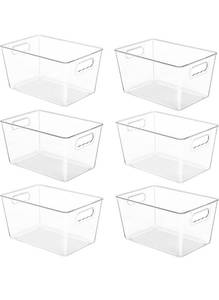 lot 30154 image: YIHONG 6 Pack Clear Pantry Organizer Bins, Plastic Containers