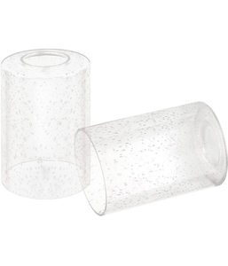 lot 30176 image: Clear Seeded Glass Cylinder Lamp Shade 4 Pack, Lighting Fixture Replacement Globe Cover for Chandelier Pendant Light Wall Sconce, 1 58 inch Fitter