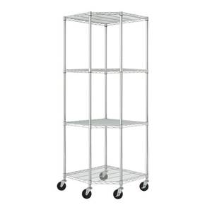 lot 30191 image: TRINITY EcoStorage 4-Tier Corner Shelving Rack w Wheels&nbsp