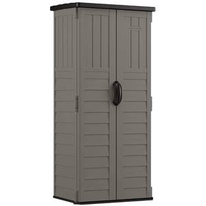 lot 855 image: Suncast 22 cu. ft. Resin Vertical Lockable Storage Shed, Stoney, BMS1250SB - Retail $219