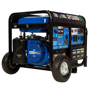 lot 856 image: DuroMax XP13000HXT 13 000 Watt Electric Start Tri-Fuel Natural GasPropaneGas Powered Portable Generator w CO Alert - Retail $1,999