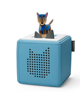 lot 29437 image: Toniebox Audio Player Starter Set with Chase, Skye, Marshall, and Playtime Puppy - Listen, Learn, and Play with One Huggable Little Box Chase Paw Patrol Only - Light Blue