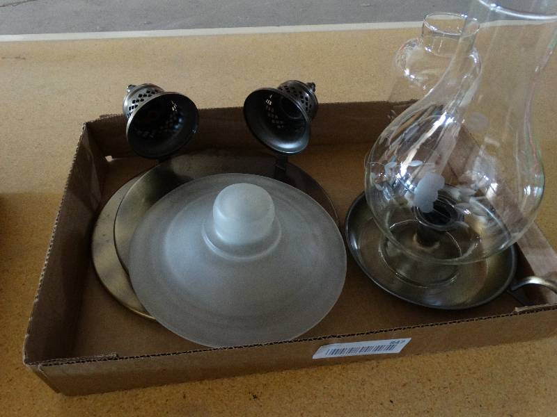 lot 847 image: Candle holders and glass shades.