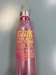 lot 2130 image: ��Faith does not make things easy it makes them possible�� wide mouthed bottle.