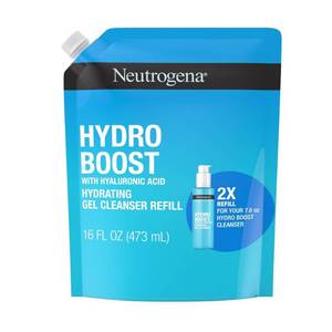 lot 2131 image: Neutrogena Hydro Boost Lightweight Hydrating Facial Cleansing Gel with Hyaluronic Acid - Refill Pouch - Scented -16 fl oz