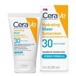 lot 2133 image: CeraVe Hydrating Sheer Sunscreen Lotion for Face and Body - SPF 30 - 3 fl oz