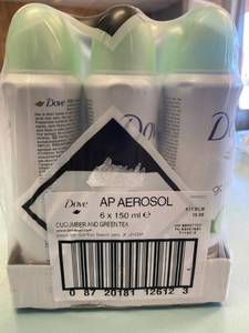 lot 2173 image: Dove Go fresh cucumber and green tea 6 pack aerosol deodorant