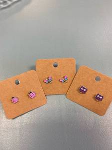 lot 2182 image: Owl, ladybug, dragon fly earring set- ready to gift