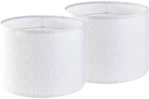 lot 60555 image: Set of 2 Pure White Linen Drum Lamp Shade 13 Top x 13 Bottom x 10 High (Spider) Contemporary Lamp Shades for Table Lamps & Bedside Lamps Replacement Lampshade In Hand Crafted-By GO&SO