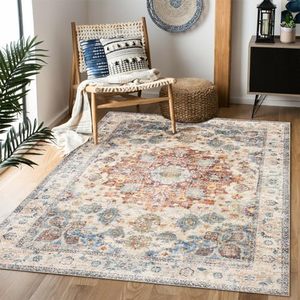lot 60558 image: Domitapis Area Rug 35, Vintage Boho Rug,Ultra-Soft Low Pile, Washable, Non Slip,Stain Resistant Printed Carpet for Living Room Bedrooms Playroom Office Kitchen, BlueRed