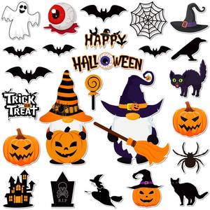 lot 60899 image: 25 Pcs Halloween Gnome Magnet Fridge Car Magnets Pumpkin Ghost Refrigerator Decoration Stickers Garage Door Magnets Halloween Holiday Waterproof Magnetic Decals for Locker Home