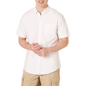 lot 60900 image: Amazon Essentials Mens Regular-Fit Short-Sleeve Pocket Oxford Shirt, White, Medium
