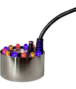 lot 60904 image: Halloween Lights Mist Maker,Halloween Machine Ultrasonic Mist Water Pond 12 LED Red Yellow and Blue Light Flashes for Halloween Party Decorations and Rockery Fishtank Vase Birdbath Deco