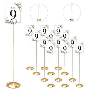 lot 60917 image: HOHIYA 12 Pcs Table Number Holders 12 Inch Place Card Holder Stands Brass Gold Tall for Photos Food Signs Memo Notes Weddings Restaurants Birthdays Party Taiwan Made