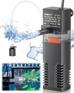 lot 60918 image: Pawfly Internal Aquarium Filter, Submersible Power Filter with 55 GPH Water Pump for 3 to 10 Gallon Fish Tanks Filtration Circulation and Oxygenation
