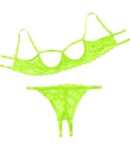 lot 60929 image: Lilosy Sexy Underwire Floral Lace Sheer Lingerie Set for Women See Through Bra and Panty 2 Piece Large