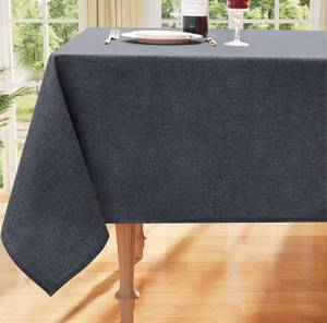 lot 60951 image: Smiry Rectangle Faux Linen Table Cloth, Waterproof Burlap Fabric Tablecloth, Washable Decorative Farmhouse Table Covers for Kitchen, Dining, Parties, 60x120, Grey