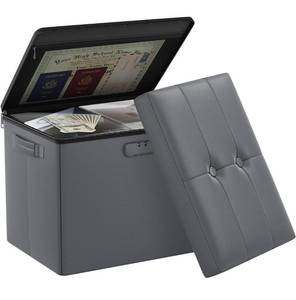 lot 60953 image: DocSafe Storage Ottoman with Lock,Fireproof Folding Ottoman Foot Rest Stool Storage Chest with Storage Safe for Important Documents,Waterproof 17 Inches Short Ottoman Foot Stool with Handles,Grey