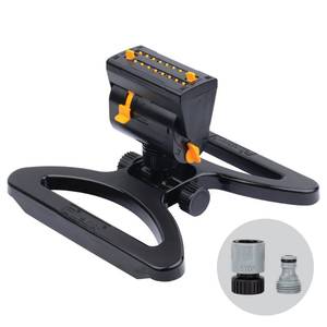 lot 60956 image: Melnor 65131AMZ MiniMax Turbo Oscillator Sprinkler, 4000 sq. ft., 4-Way Adjustable, Quick Connect Bundle, Black, Yellow