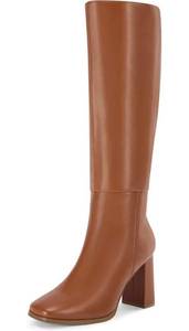 lot 60957 image: Coutgo Womens Wide Calf Knee High Boots Chunky High Heel Square Toe Fashion Leather Shoes with Side Zipper 7.5