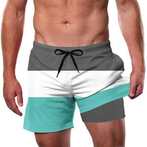 lot 60965 image: Cozople Mens Bathing Suits Compression Lining Classic Solid Colored Swim Trunks Summer Lightweight Boxer Brief Lined Drawstring Swimwear Grey White M