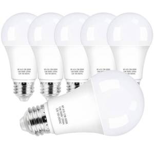 lot 60968 image: JOGOLED LED Light Bulbs A19 Daylight - 100 Watt Equivalent Light Bulb 5000K, 1200 Lumens Bright White Light Bulbs, Standard E26 Edison for Home Garage Office 12W, Non Dimmable, 6-Pack