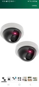 lot 60969 image: WALI Dummy Fake Security CCTV Dome Camera with Flashing Red LED Light with Security Alert Sticker Decals (SDW-2), 2 Packs, White
