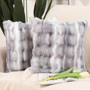 lot 60985 image: MADIZZ Pack of 2 Thick Plush Wool Throw Pillow Covers 22x22 Inch White Grey Soft Decorative Cushion Cover for Sofa Bedroom Pillow Shell