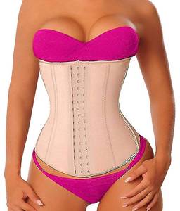 lot 60988 image: YIANNA Womens Latex Waist Trainer Long Torso Underbust Corsets Cincher Sport Girdle Body Shaper, Size S (Beige)