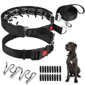 lot 60991 image: Dog Prong Training Collar, Dog Choke Pinch Collar with Nylon Cover Comfort Tips and Quick Release Snap Buckle, Dog Classic Collar and Dog Leash