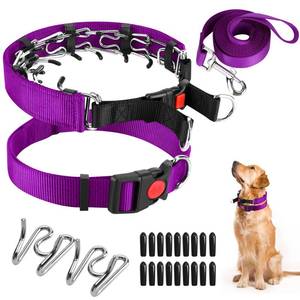lot 60992 image: Dog Prong Training Collar, Dog Choke Pinch Collar with Nylon Cover Comfort Tips and Quick Release Snap Buckle, Dog Classic Collar and Dog Leash for Small Medium Large Dogs