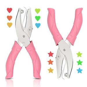 lot 61002 image: 2 Pieces Heart and Star Handheld Hole Paper Punch Metal Single Hole Paper Punch Punchers with Soft-Handled Tags for Clothing Ticket DIY Craft Tags Scrapbook Tool, 14 inch