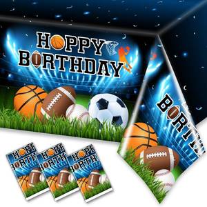 lot 61003 image: 3Pcs Sports Themed Tablecloths-Sports Birthday Party Supplies Basketball Football Baseball Soccer Plastic Table Covers All Star Sports Disposable Tablecloths for Boys