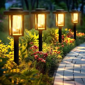 lot 61020 image: GIGALUMI Solar Pathway Lights, 6 Pack Garden Solar Outdoor Lights, IP65 Waterproof Landscape Lighting for Yard and Walkway, Solar Powered Garden Decor for Outside Patio Porch, Warm White