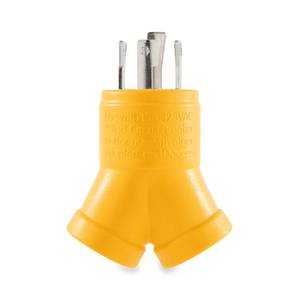 lot 61023 image: Camco 55438 PowerGrip (30M2 x 15F) 4-Prong Generator Adapter, Yellow