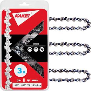 lot 61024 image: KAKEI Stihl Chainsaw Chain 18 Inch .325 Pitch, .063 Gauge, 74 Drive Links- 26RM374 Fits Stihl MS 271 and More (3 Chains)