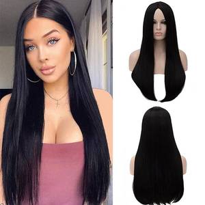 lot 61025 image: FVCENT 28 Long Straight Natural Black Women Wednesday Addams Costume Morticia Wig (Morticia)