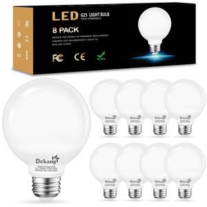 lot 61033 image: Dekang 8 Pack E26 Base Bathroom Light Bulbs 3000K Soft White, G25 LED Globe Light Bulbs 60Watt Incandescent Equivalent, Round Light Bulbs for Vanity Mirror, 5W, 500LM, Non-Dimmable